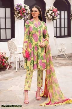 3 Pcs Women's Unstitched Lawn Printed
Suit