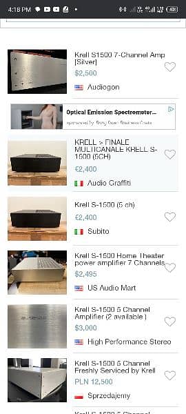 KRELL S1500 7CH POWER AMPLIFIER ( KLIPSCH DENON MARANTZ YAMAHA KEF JBL 9