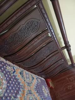 Wooden Bed with two side table and a dressing table