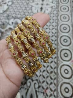 Gold Design pack of 6 Bangles xxl size for women