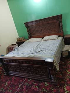 Double Bed With Two Side Tables and Spring Matres For Sale