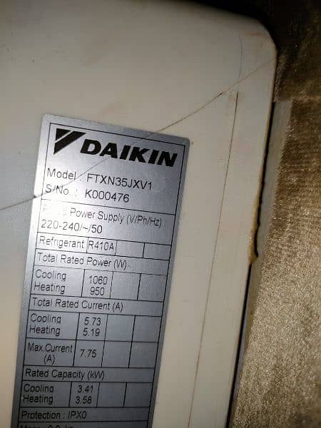 Daikin DC inverter 1 ton heat and cool 3.5amp consumption 6