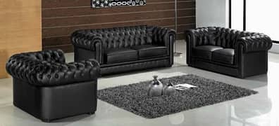 leather sofa set black colour 6 seater 3piece