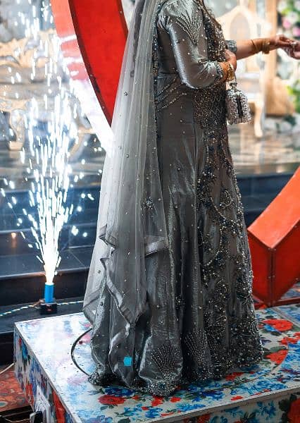 Silver Grey Walima Bridal Dress 3