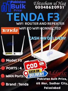 Tenda F3 V6 Router modem for internet 3 attena long rang