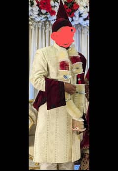 king Sherwani 1 time used with qulla and shawl