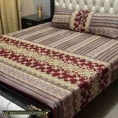 3 pcs cotton printed double bedsheet