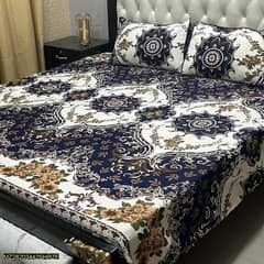 3 Pcs crystal cotton printed double bed sheet| cash on delivery