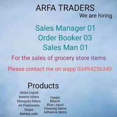 We are hiring the staff for the sales off grocery store items