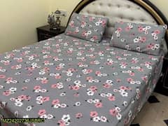 3 Pcs crystal cotton printed double bedsheet (cheap price)