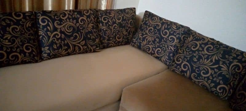 L shaped sofa golden and black color 1