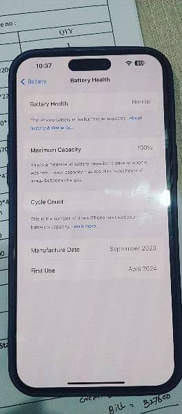 iphone 15 pro max 256 gb LL model Jv total 33 cycle used 100% battry h 7