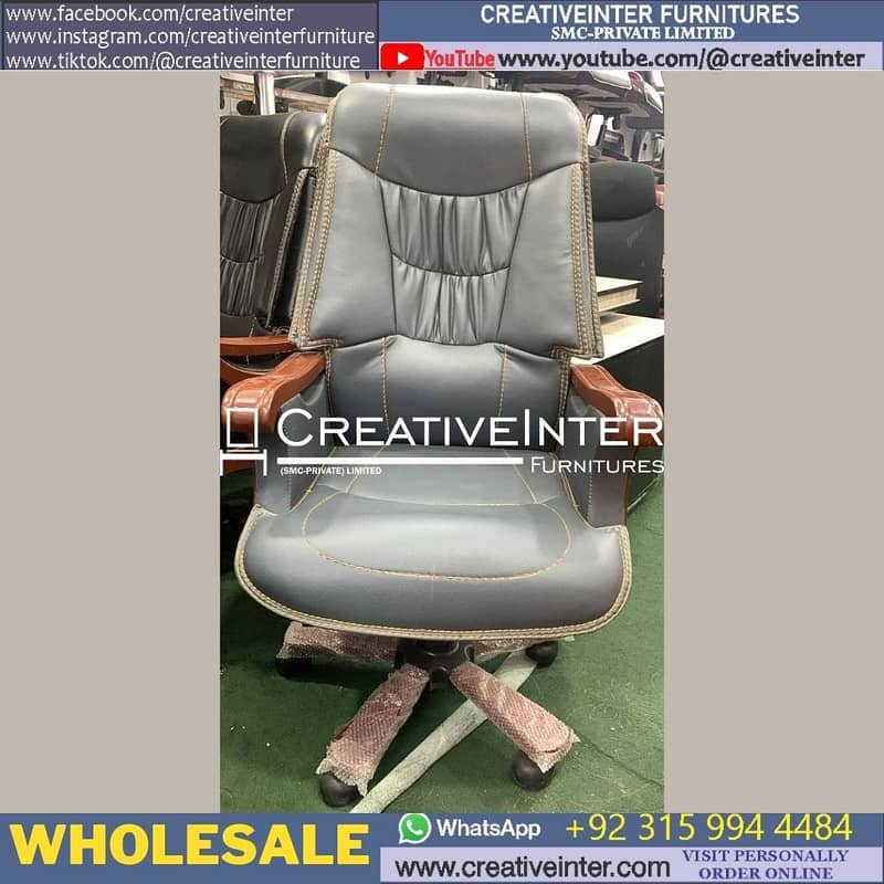 Office Boss Chair leather revolving high back Study Computer Desk 4