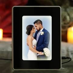 Magic mirror photo frame with led wall lights