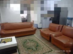 Sofa Set Wooden 5 Seater Leatherite