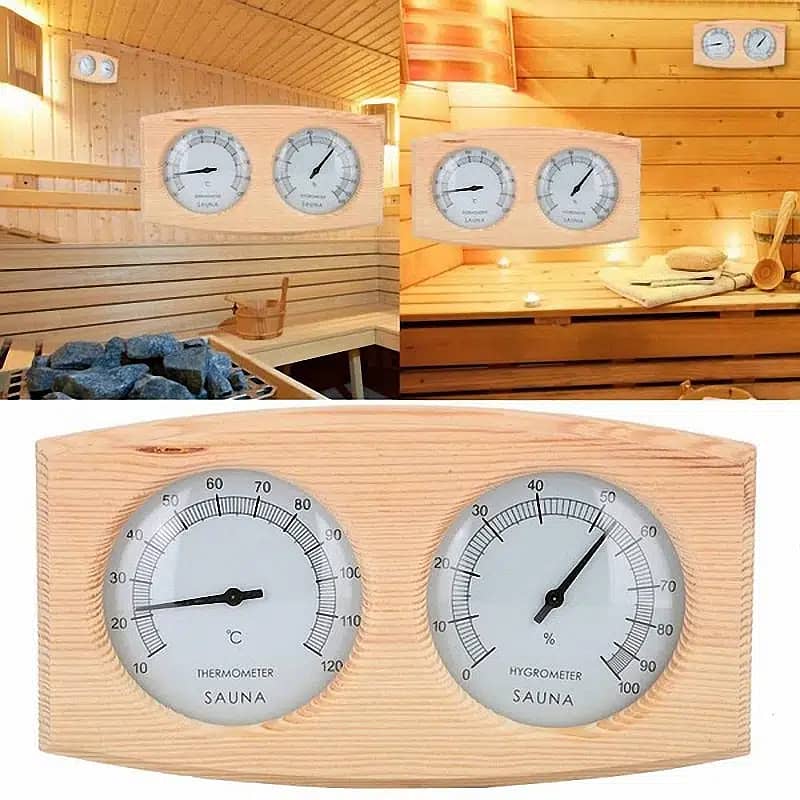 Wooden thermometer Hygrometer for Sauna 0