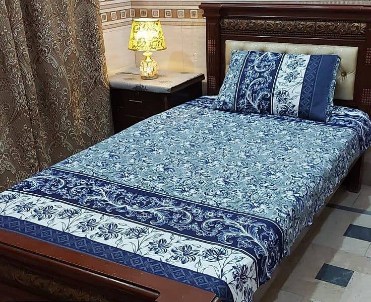 2Pcs Cotton Printed Single Bedsheet 0