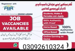male and female staff required for home base and office base job