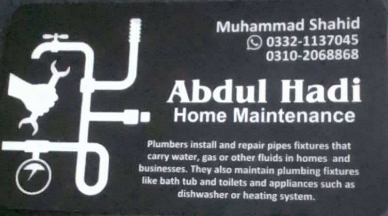 Plumber services available for 24/7. contact us 0332-1137045 Whats'app 2