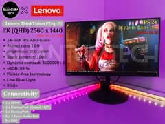 24inch IPS 2K QHD Lenovo P24q-20 Borderless Led Monitor HDMI DP