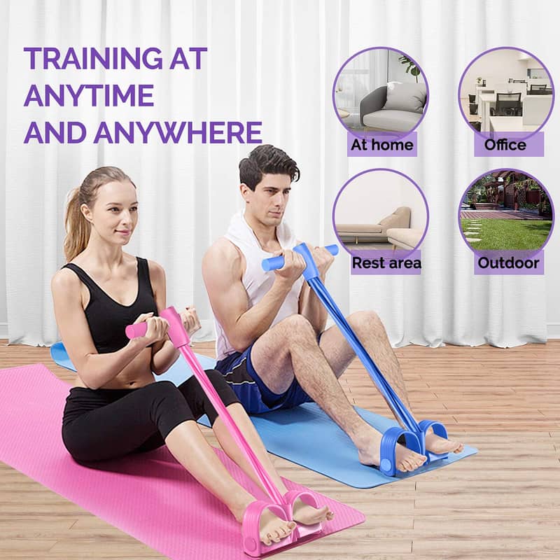 Pedal Resistance Band Elastic Sit Up Bands 4-Tube Pull Rope 15