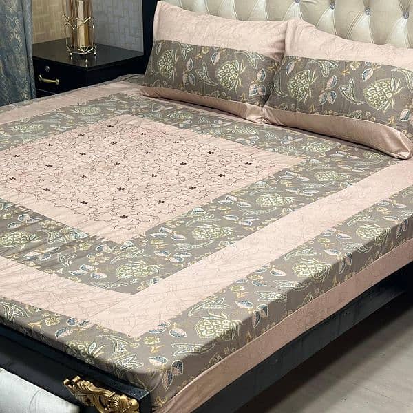 Embroidered Patch Work King Size BedSheets. . .   03017186072 call us 2