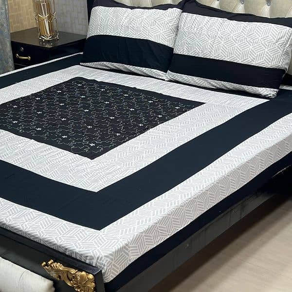 Embroidered Patch Work King Size BedSheets. . .   03017186072 call us 8