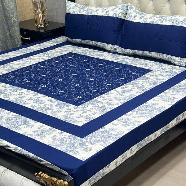 Embroidered Patch Work King Size BedSheets. . .   03017186072 call us 10