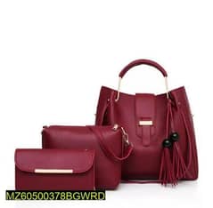 3pcs woman PU Leather plain handbag