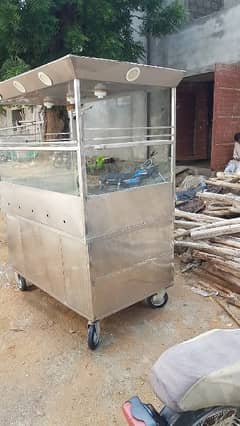 Stainless steel burger counter with steel counter table