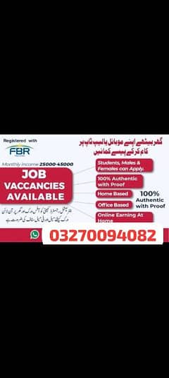 MALE,s and females job's  available
