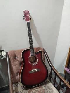 6-Strings Acoustic guitar with capo and stripe