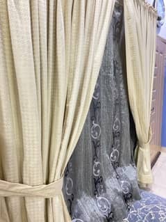 6 Pieces Double Window Curtains with Organza Back