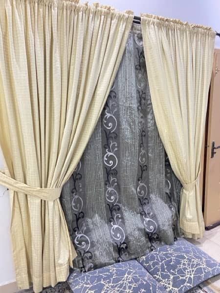 6 Pieces Double Window Curtains with Organza Back 0