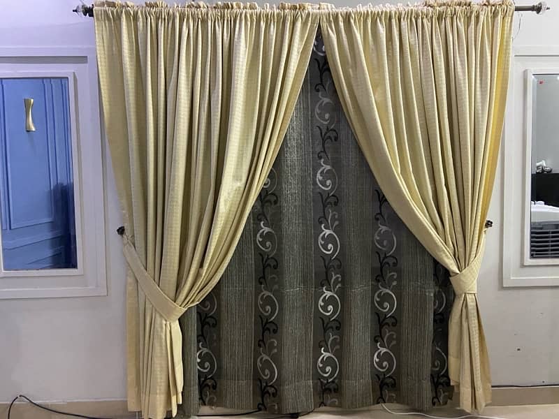 6 Pieces Double Window Curtains with Organza Back 1