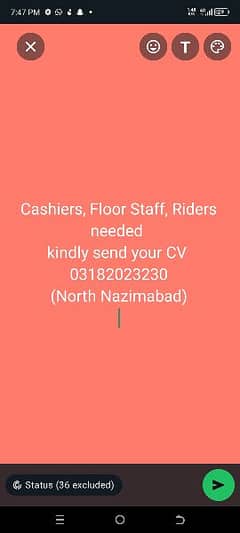 cashier and floor staff needed