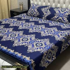 3 Pcs Crystal Cotton Printed Double Bedsheet