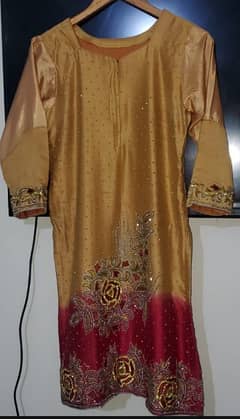 katan silk embroided and stone work suit