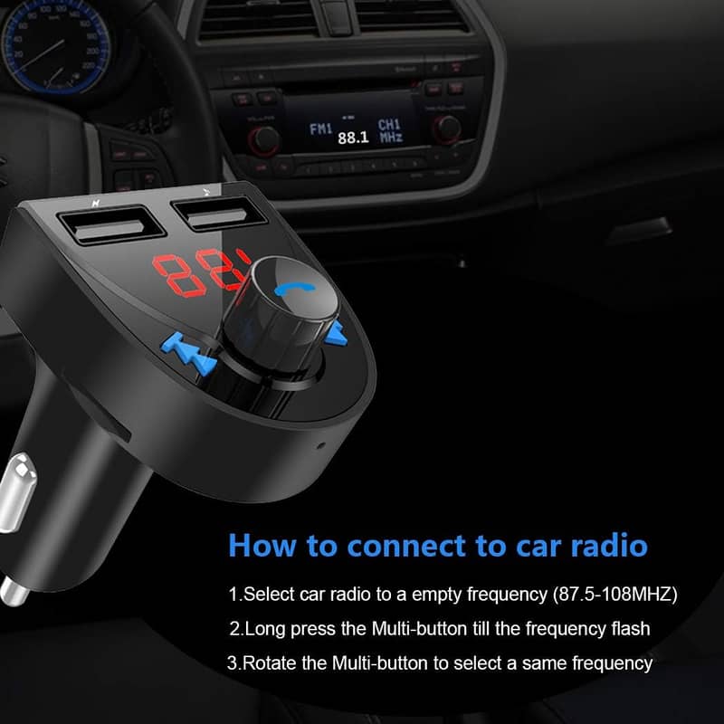 Bluetooth FM Transmitter, Wireless Car Radio Adapter FM Modulator 11