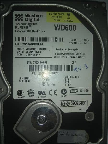 computer hard disk for sale only 600 pkr model wd600 . . 60 gb 0