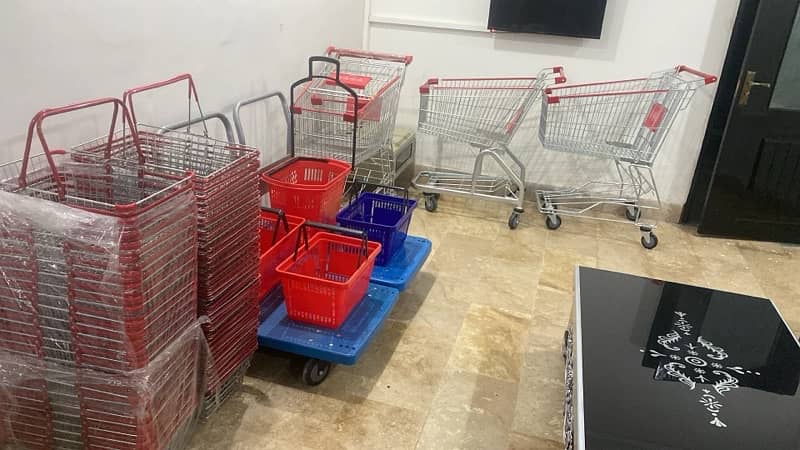 Roller Basket/ hand basket/ shopping trolley/ cash counter/wall Racks 11