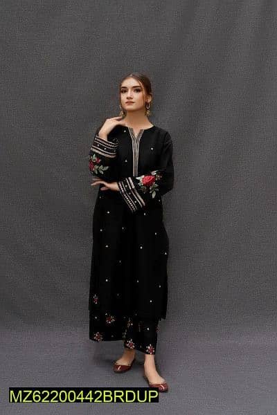 3 PCs women's unstitched lawn printed suit 0