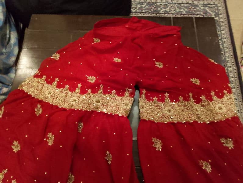 New Bridal Gharara Pure chiffon Blood red color 3