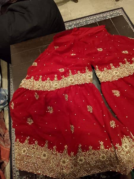 New Bridal Gharara Pure chiffon Blood red color 4