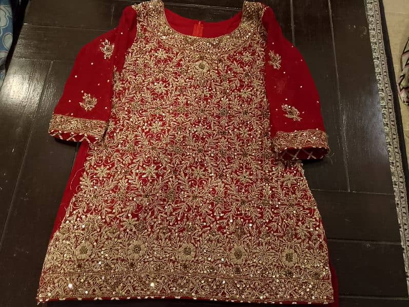 New Bridal Gharara Pure chiffon Blood red color 6