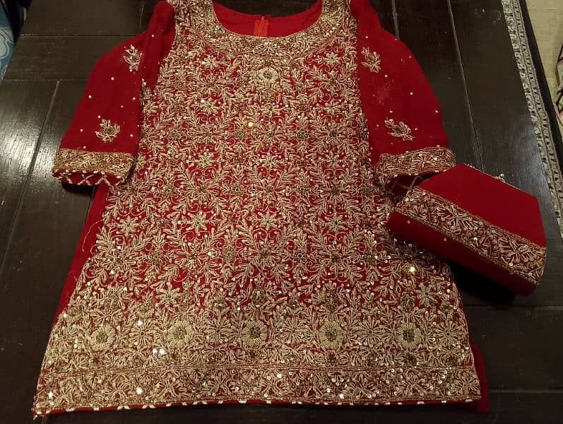 New Bridal Gharara Pure chiffon Blood red color 7