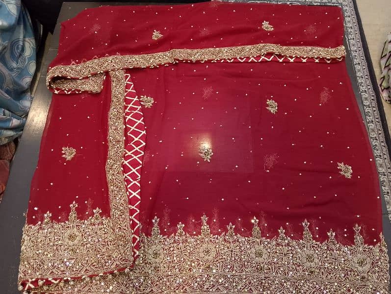 New Bridal Gharara Pure chiffon Blood red color 8