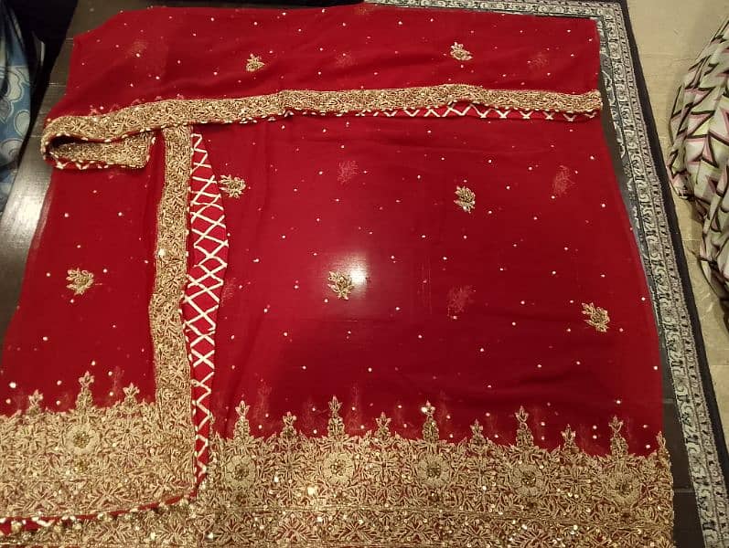 New Bridal Gharara Pure chiffon Blood red color 9