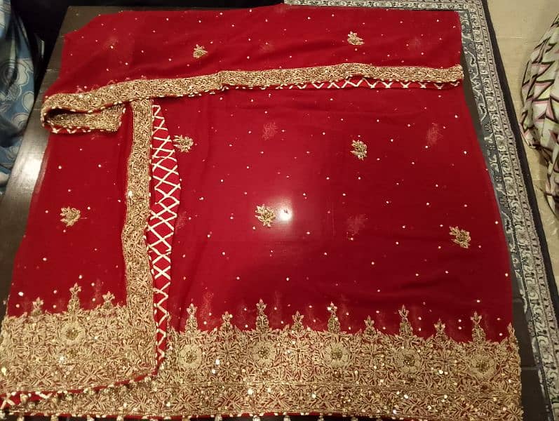 New Bridal Gharara Pure chiffon Blood red color 10