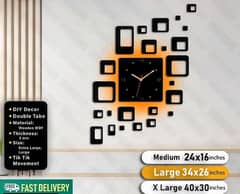 Square Box Wooden Wall Clock With Light- Medium
